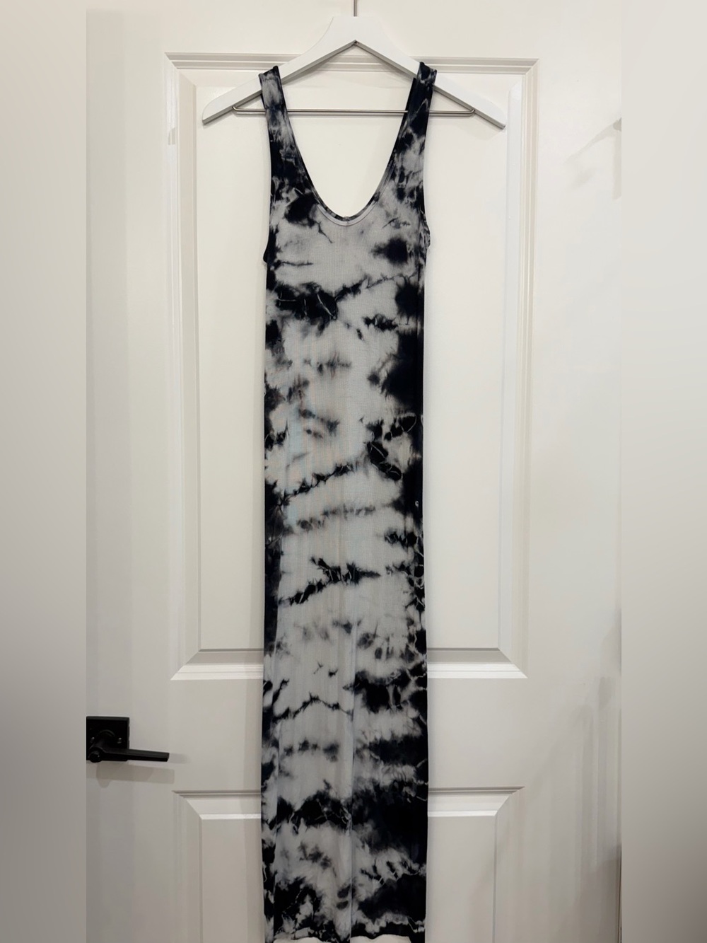 Enza Costa Black and White Tie-Dye Maxi Dress